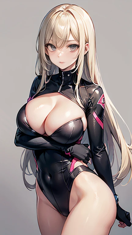 Beauty,Around 20 years old,
Blonde,
(Black Eyes),
(Semi-long hair:1.7),
(expression:Puzzled),
Squat,
Place your arms on your thighs,
Big Breasts,Cleavage:cover,
((Recruitment Suit:No wrinkles:Sunlight from the center)),
(Plain background:grey:1.5,ID photo),
4K,
high quality,
Highest quality,
Delicate shades,
Detailed depiction,
Depict the whole,
Facial Contour,
Perfect body structure,
Perfect skeleton,
Perfectly symmetrical eyes,