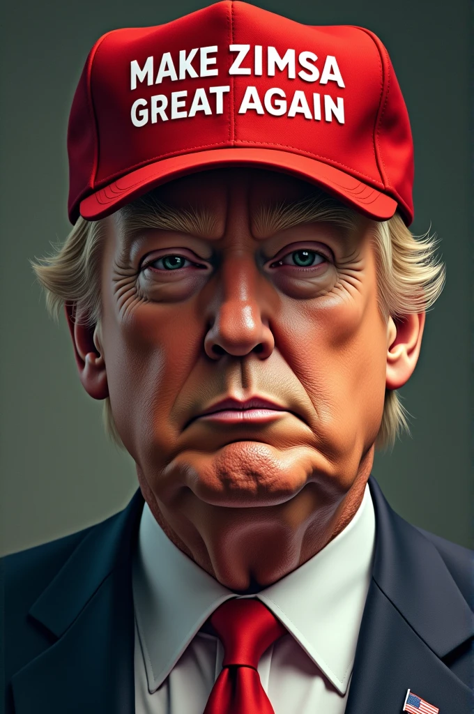 a picture of Donarld Trump wearing a red cap written Make Zimsa Great Again
