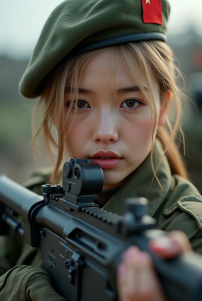 Beautiful Japan -yeld giof Self-Defense Forces fighting on battlefield、Light muscles、world war、Modern war themes、military girl、rifle、(holding rifle:1.3)、(Aiming and holding a rifle:1.3)、soldier girl、Infantry girls、gun fight、air raid、aerial bombing、Military、camouflage uniform、Burning car、Warzone、battle field、karo、Ruins、explosions、A city engulfed in flames、fumo、(helmets)、(torn tanktop、Torn military pants:1.3)、Navel Ejection、gloves、(Face stained with mud and blood:1.3)、sweats streamed skin、(bloody skin、Mud-stained skin:1.3)、small tits、cleavage of the breast、A sad look of despair、Pained look、top-quality、超A high resolution、absurderes、realisticlying、physically-based renderingt、cinematlic lighting、Complex and cinematic appearance、Soft light like a movie、Soothing tones、Battlefield Background、Background of the war in the city、Photorealsitic、cowboy shot、dynamic ungle