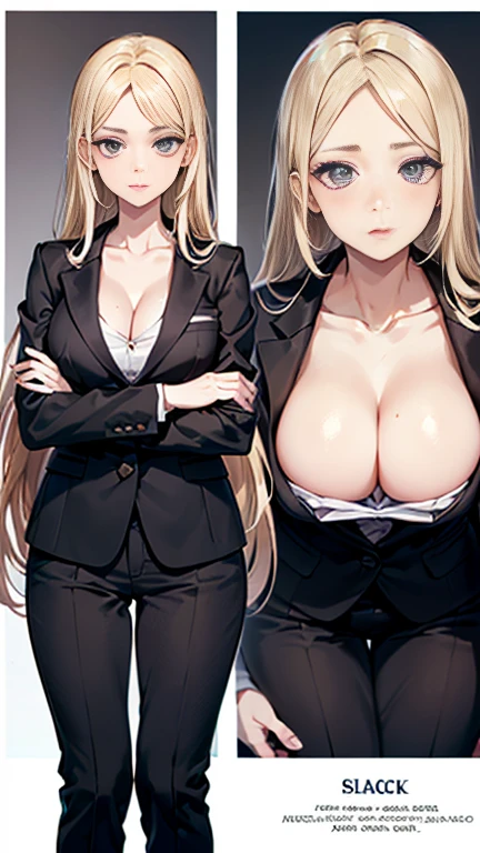 Beauty,Around 20 years old,
Blonde,
(Black Eyes),
(Semi-long hair:1.7),
(expression:Puzzled),
Squat,
Place your arms on your thighs,
Big Breasts,Cleavage:cover,
((business suit:No wrinkles:Sunlight from the center)),
((Slack Pants:No wrinkles)),
(Plain background:grey:1.5,ID photo),
4K,
high quality,
Highest quality,
Delicate shades,
Detailed depiction,
Depict the whole,
Facial Contour,
Perfect body structure,
Perfect skeleton,
Perfectly symmetrical eyes,
