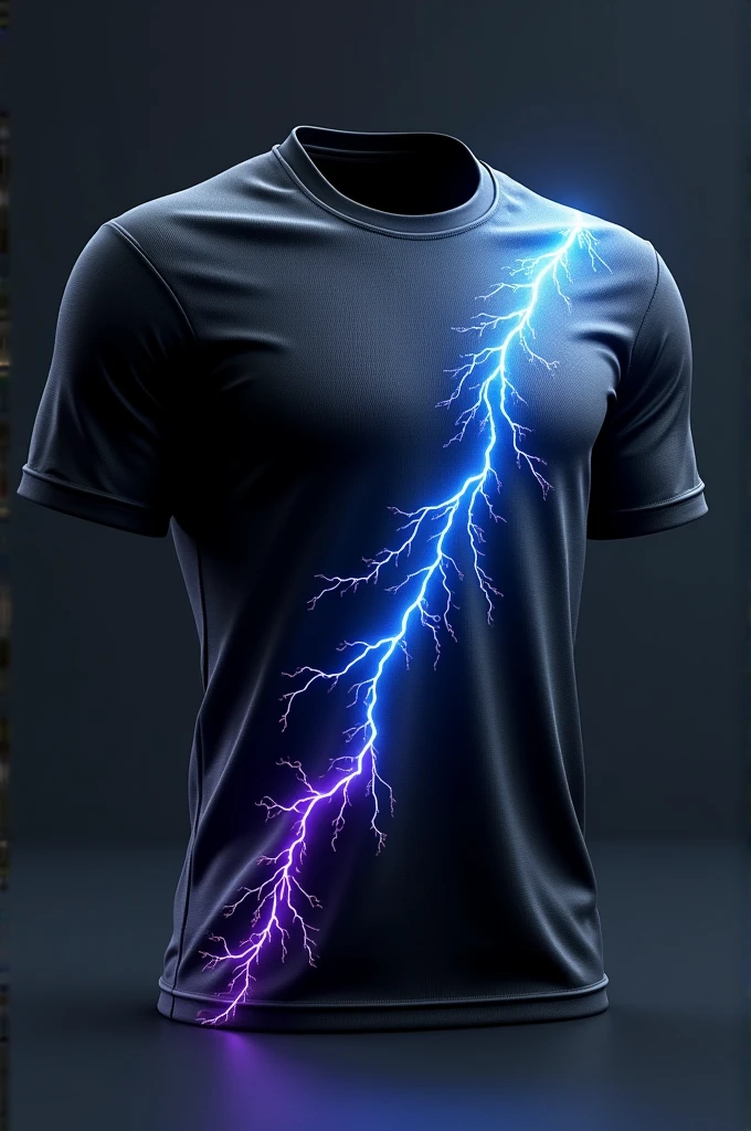 I need an image of a black sports jersey with a print alluding to blue and purple lightning bolts