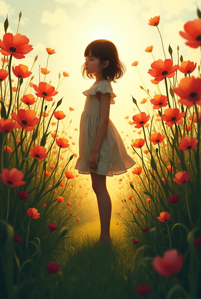 young girl in a field of tall flowers shadow!!!!