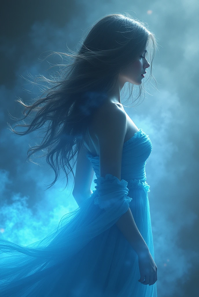 (1girl:1.2), wabstyle, glowing,  (fog,:1.2)  (mist:1.2), smoke, girl composed of white light,  girl composed of black smoke, fire, sun,
, small breasts, long hair, solo, (photorealistic:1.4), cowboy shot, motion blur,
,sexy,
,blue fire, frie rain,
Long hair fluttering in the wind,
loong,wave,( realistic, perfect exposure:1.1)
 mist covered,,
