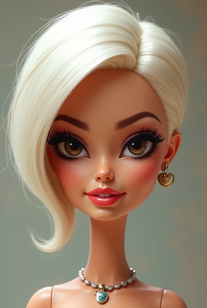 BARBIE CARICATURE Sexi, sensual, Egyptian dark brown eyes short white hair
