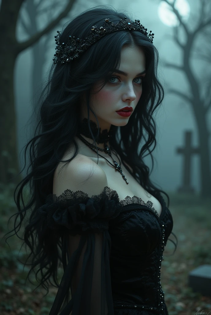 Generates the image of a gothic girl 