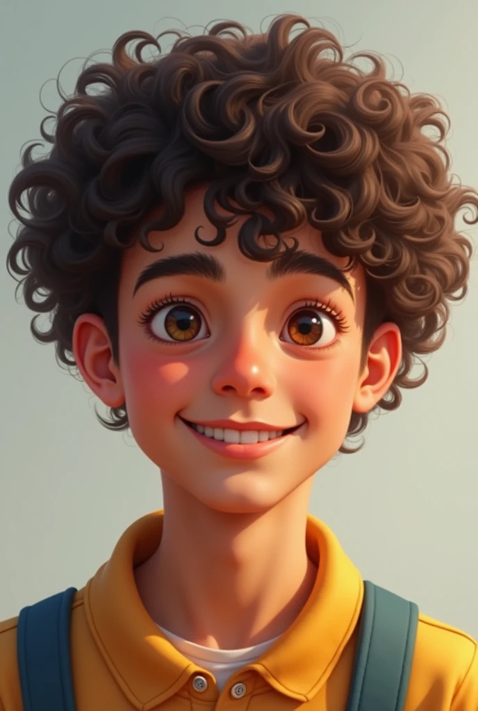 17 year old boy with dimples and good facial harmony and good facial features with 3c curly hair. And is light brown skin color