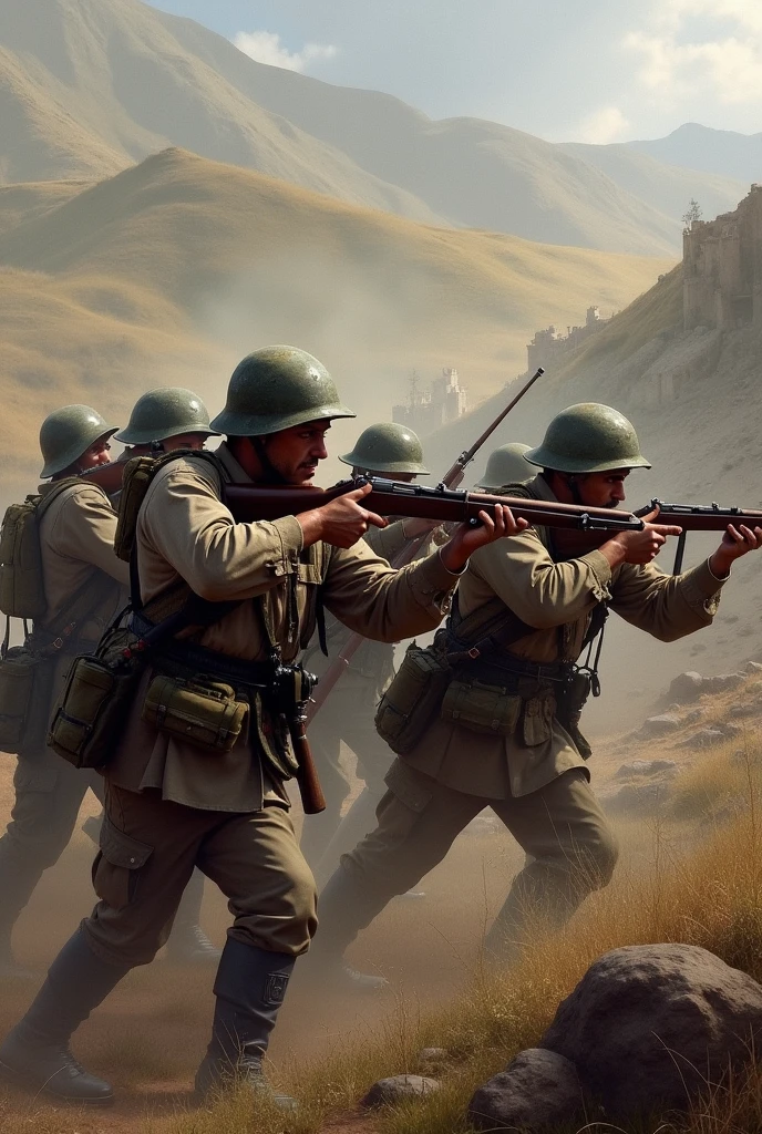 Turkish soldiers fighting in the War of Independence