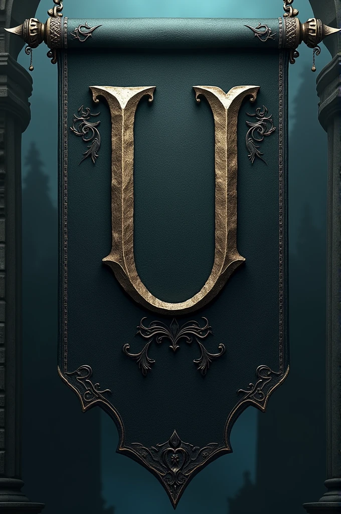 U banner with gothic letters