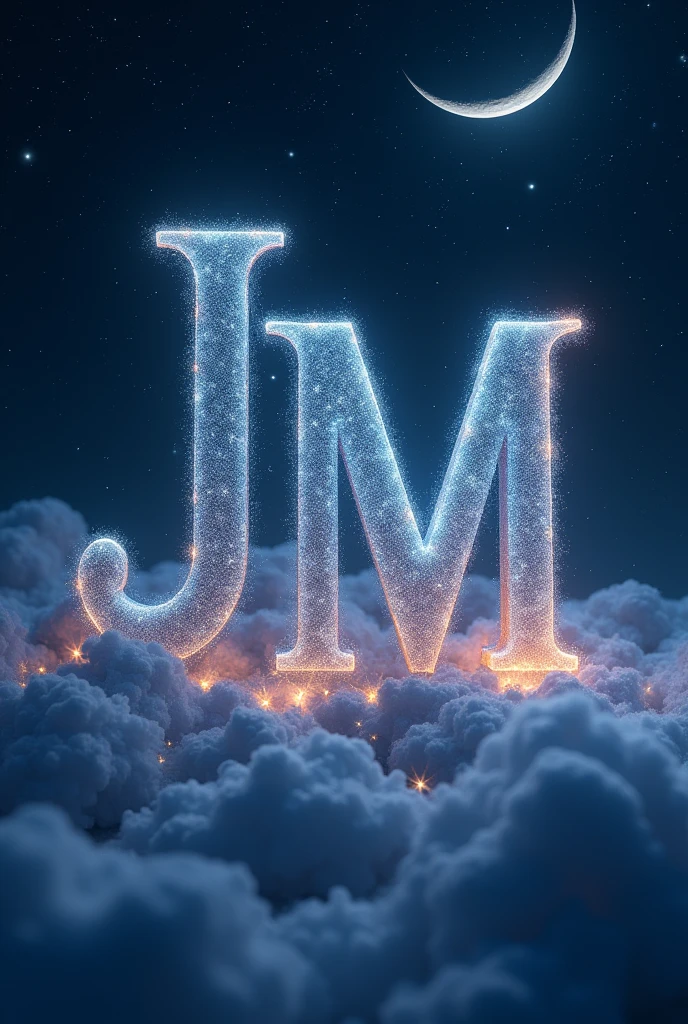 Letters JM Stars moon sky