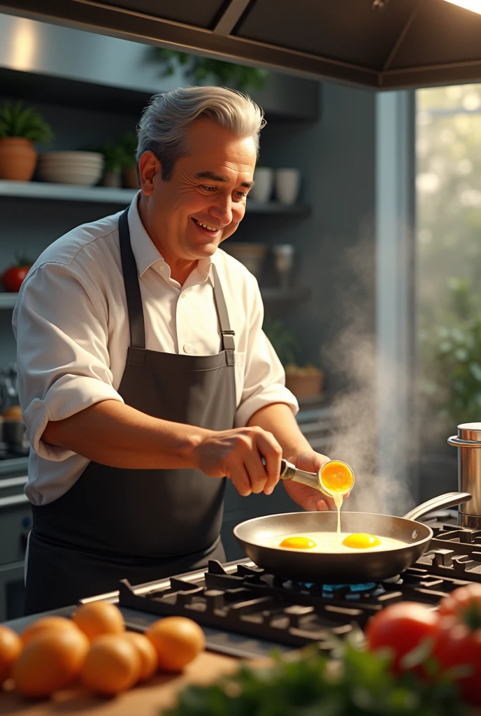 Diego Maldonado making eggs
