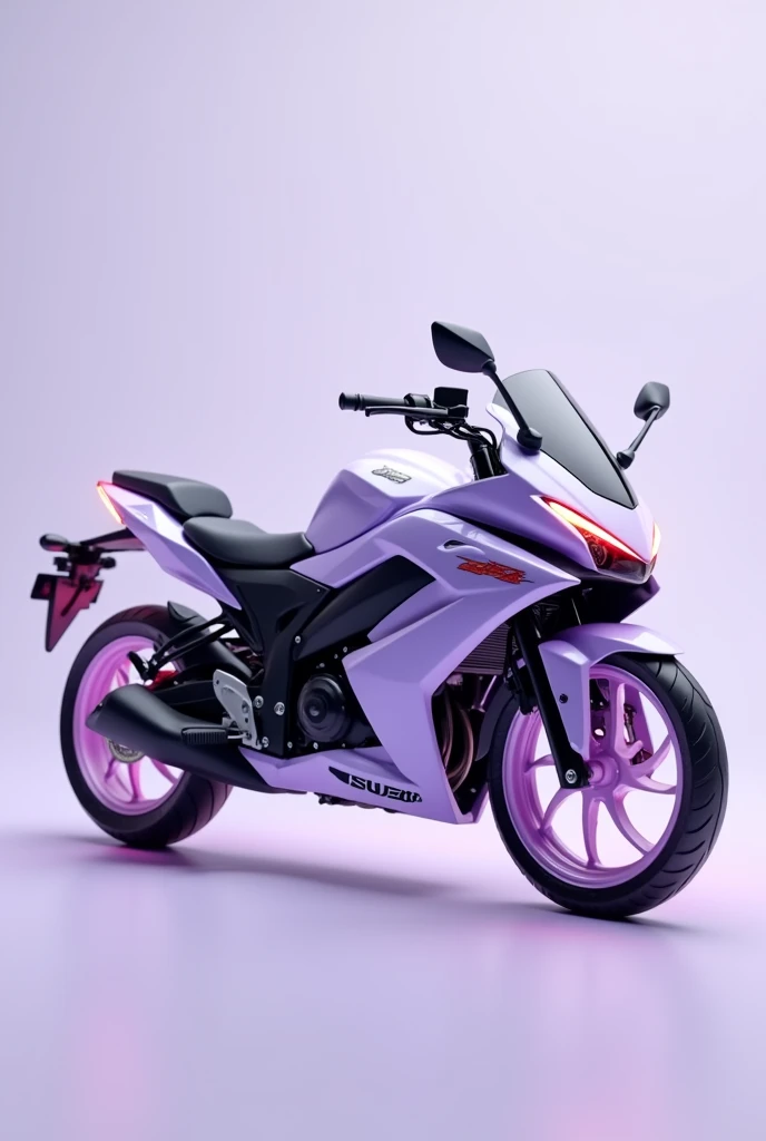 Design Suzuki GSX 150 motorcycle in light purple with white and blurred rims