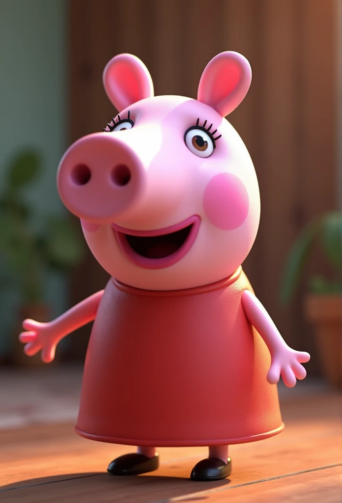 Pepa pig cartoon character animation character, stylized character, animation style rendering, 3d stylized, Arnold Maya rendering, Stylized 3D rendering, toon render screenshot, 3d character, 3d character, Stylized 3D rendering, 3D character rendering, cartoon character, Personagem de close up, character posing,  (Pixar-style) (master part:1.2) (bokeh) (best qualityer) (skin detailed) (detailed texture) (8k) (Argilla) (cinematic lighting) (sharp focus