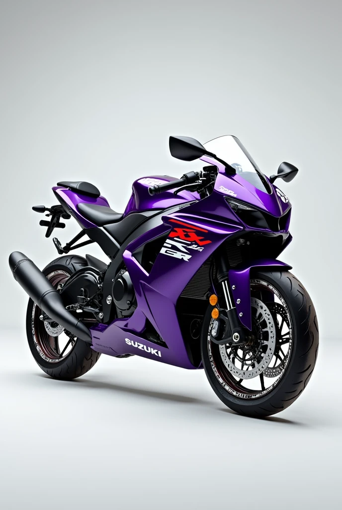 Suzuki GSX R 150 motorcycle in purple with white and faded rims 