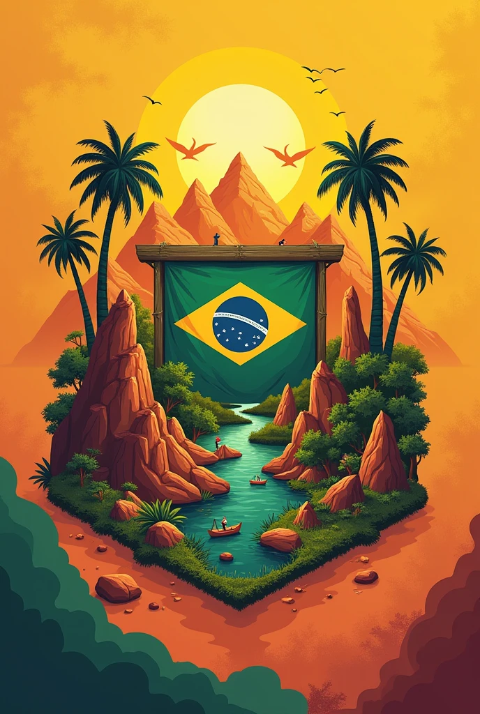 Create a flag symbol, to represent the school of Piauí