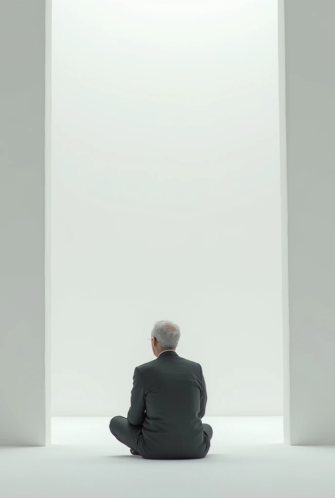 Man sitting alone in a white room