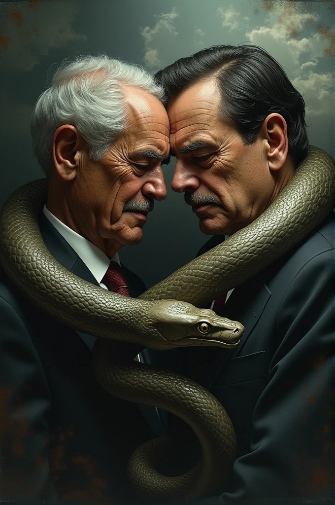 Create image of Lula and Bolsonaro in Ouroboros