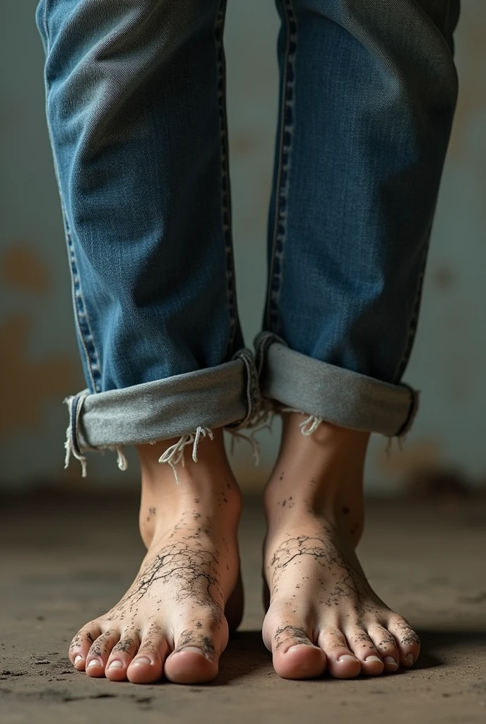 dirty sole feet girl jeans