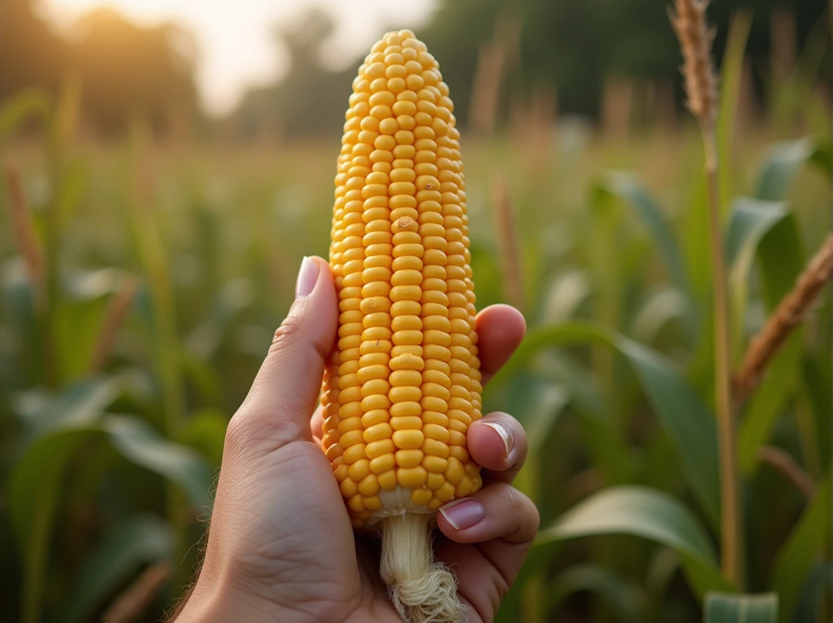 kit holding a corn 