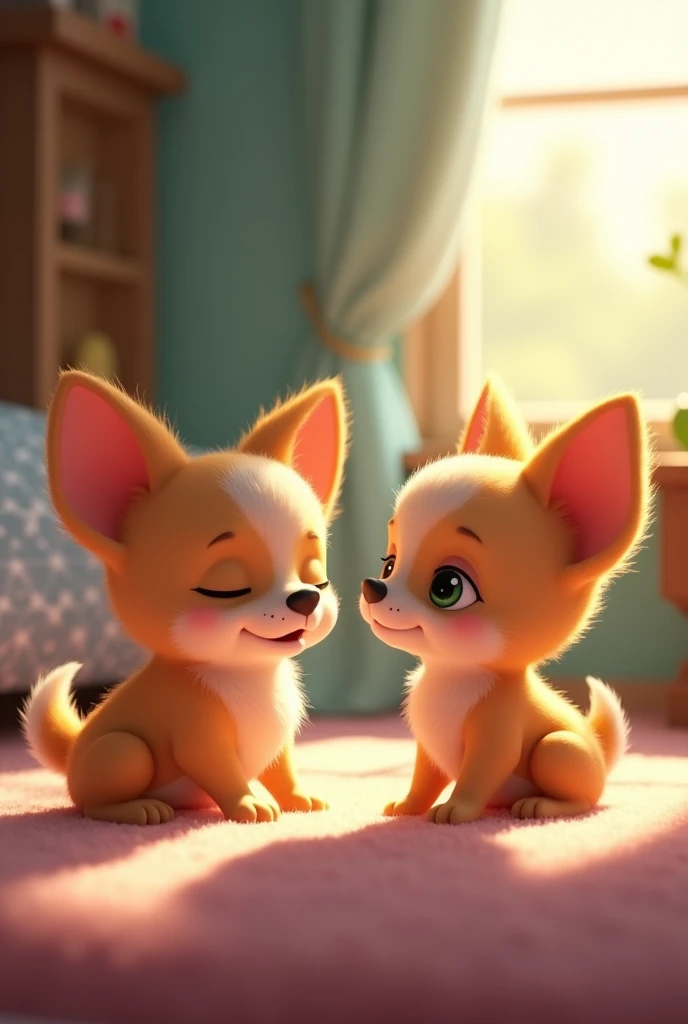 Small dog Chihuahua 2 Watching one sleep from a distance Animated