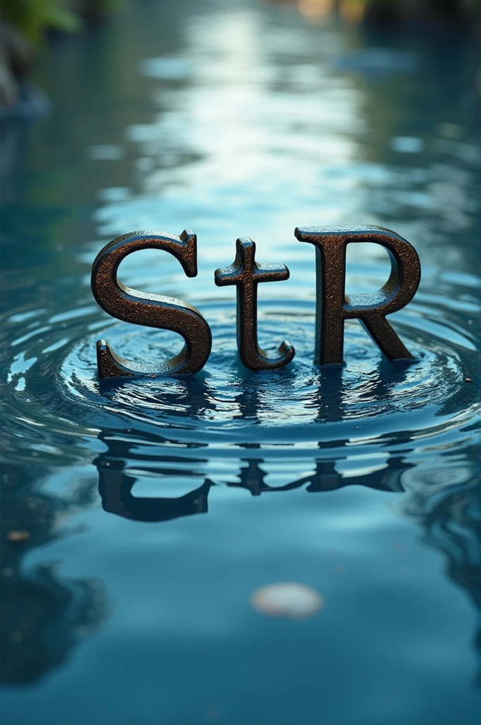 A sentence written StR with a water background