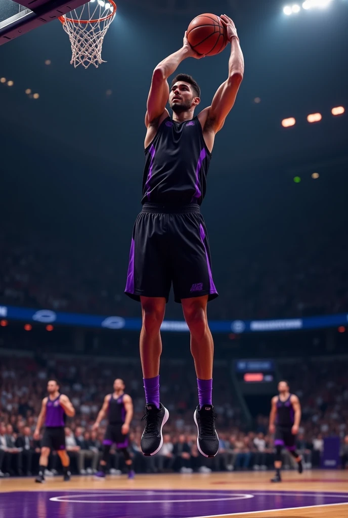 Basketball shirt and shorts in black and purple