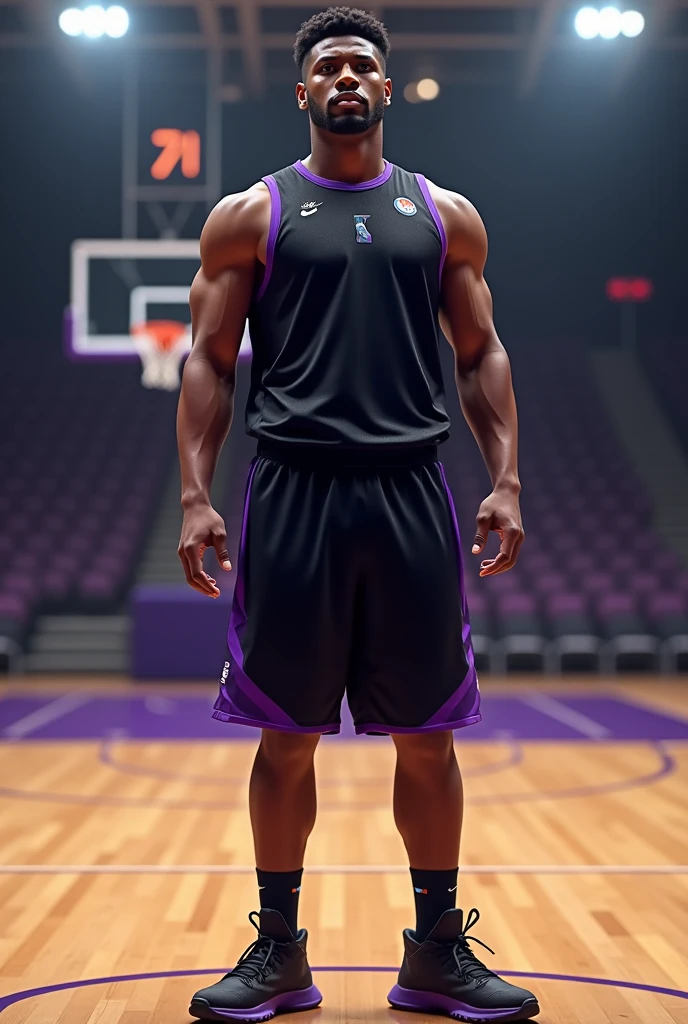 Basketball shirt and shorts in black and purple