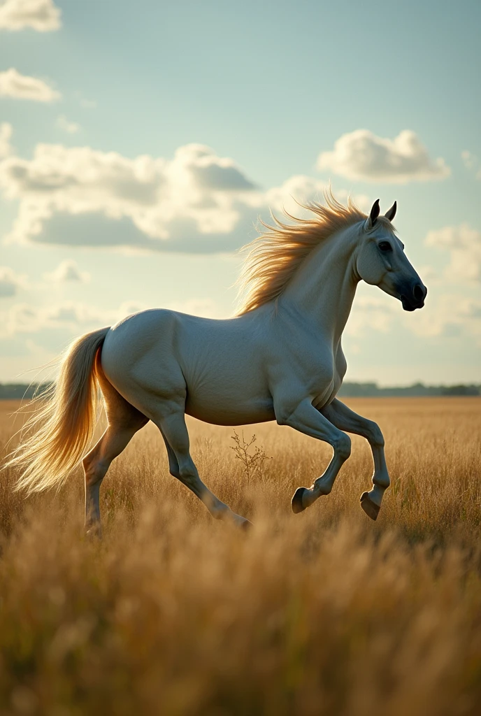 A WINGED HORSE IN A MEADOW ON A FARM
