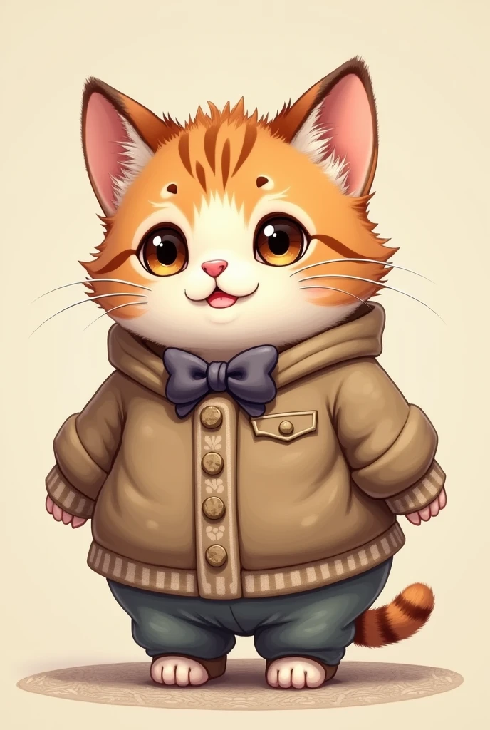 Cute fat kitten wearing clothes　Standing