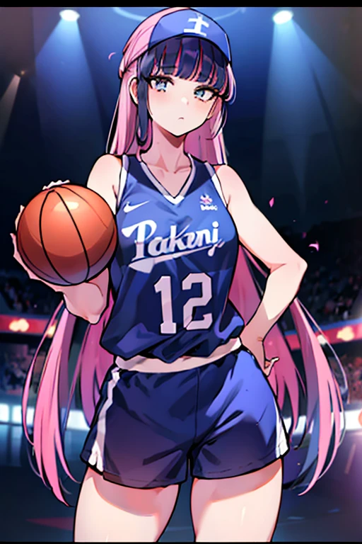 1 girl standing, wearing a basketball jersey, very detail, realist, holding the ball, 27 years old, by the wide