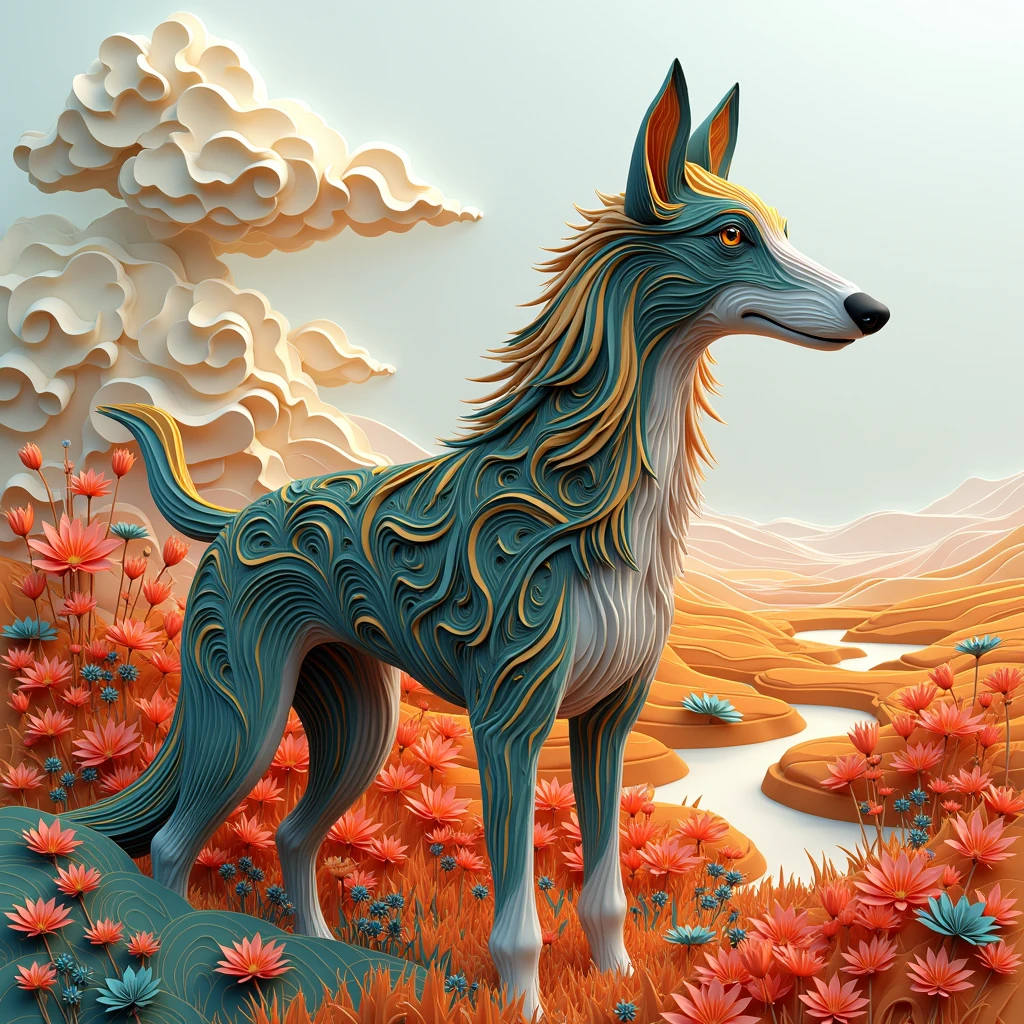 (BORZOI dog very long nose) multi dimensional quilling paper, Paper_cut Natural and organic depictions of vast landscapes,Sky and steppe,ikebana,Clouds,extremely windy,Features earth tones and botanical motifs,Withdraw connections to nature and the environment,Influenced by botanical illustrations or environmental art,softlight,(warm color:1.15),yang08k, colorful, top ultra high-quality, official art, beautiful and aesthetic,((ultra realistic)) (cachorro akita , perfil ),(melhor pose),(best angle), (better expression), Eduardo Kobra acolchoamento ,multidimensional geometric, Colouring, Primary works, qualidade superior, melhor qualidade, pelos coloridos, epic best quality exquisite details,3D rendering,maple leaf,Yellow chestnut leaves, Epic Masterpiece ultra UnrealEngine5 deep path equirectangular global luminescence saturate dynamic volumetric Cinematic_Sunlight lightning_contrast perfect composition meticulously intricate ultra_high-details ultra_high-quality max ultra_high-def ultra_photo-realistic optimal ultra_high-res cgi vfx sfx accurate reflex vivid color-coded improved Octane-rendered UHD XT3 DSLR HDR romm rgb pbr 3dcg fxaa blay enhanced fkaa txaa rtx ssao opengl-shader glsl-shader post-processing post-production cell-shading tone-mapping shadow analogique, ultra sharp focus, symmetrical varied multi etc. --v 6 --s 1000 --c 20 --q 500 --chaos 100