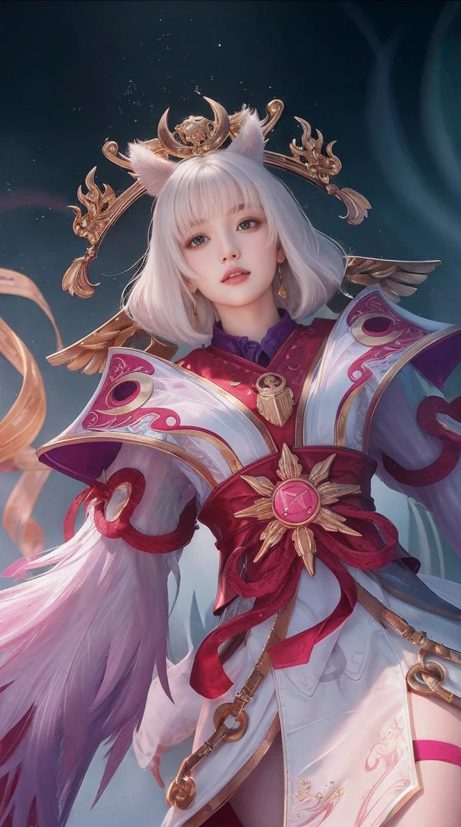 Best Quality, 1girl, kda, solo,  long  hair,  short hair hair,  dress,