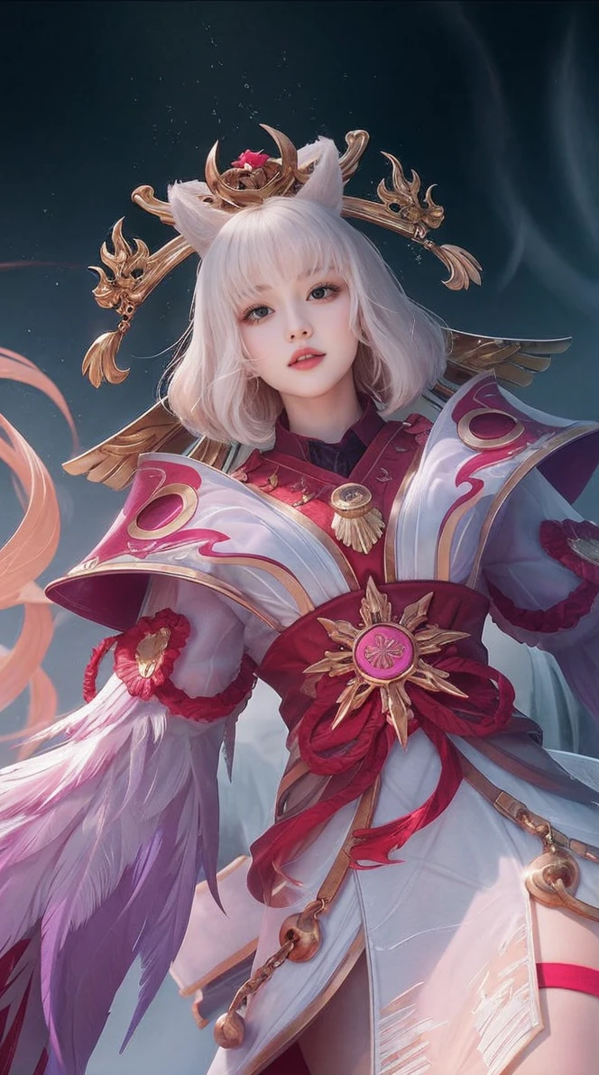 Best Quality, 1girl, kda, solo, long hair, short hair hair, dress,