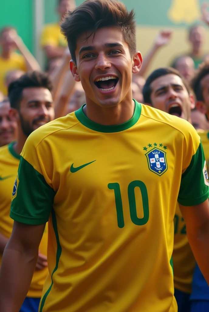 A fan wearing a Brazilian shirt
