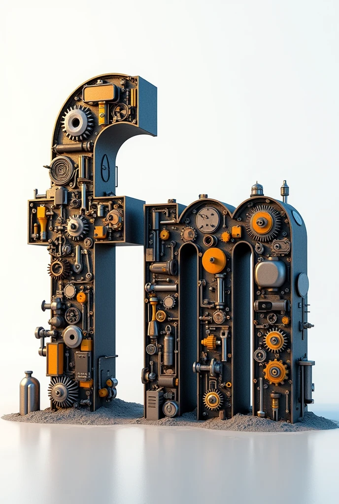 The letters fm combined and made with tools