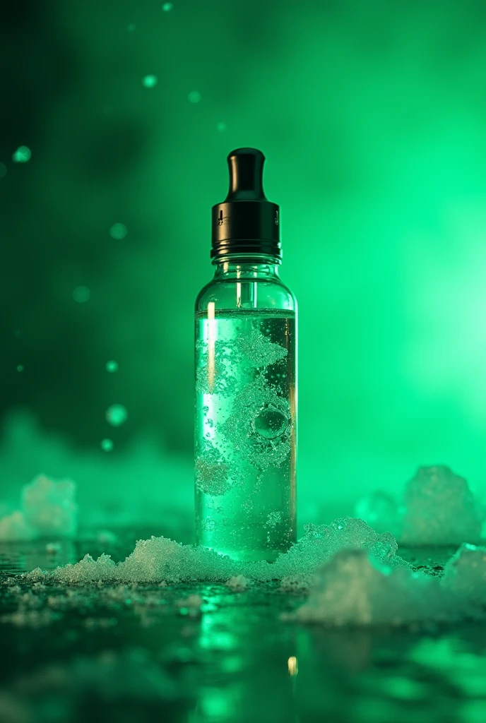 (photorealism:1.2), futuristic vape , green color , cold room , ice dropping from background , studio lighting , 4k