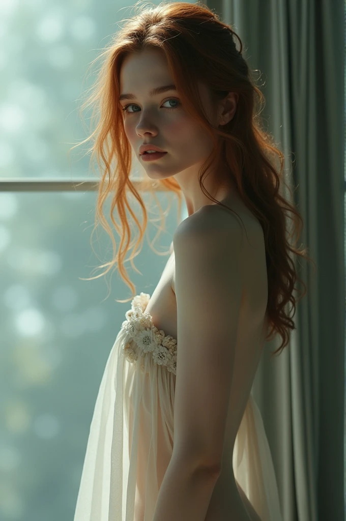 A girl with no dress.