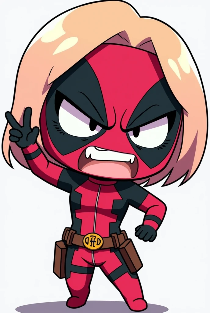 Gif para Twitch, Gwenpool furious, raising one hand, half body, anime style, chibi style
