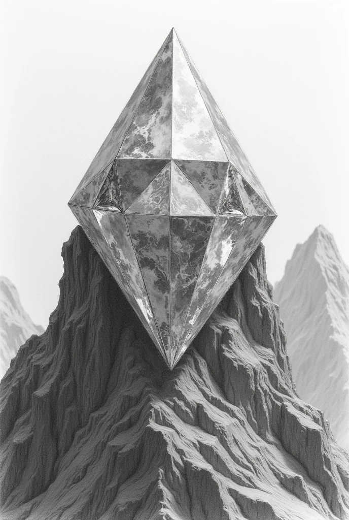 draw me a detailed realistic vagina made of diamond on the top of a mountain