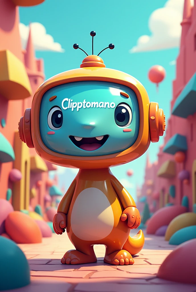 Cartoon with a screen on his head that says Clipptomano 