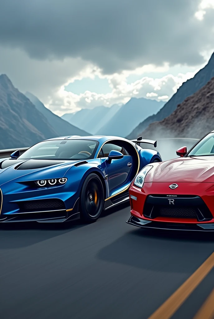 Bugatti and Nissan GTR R35 wallpaper