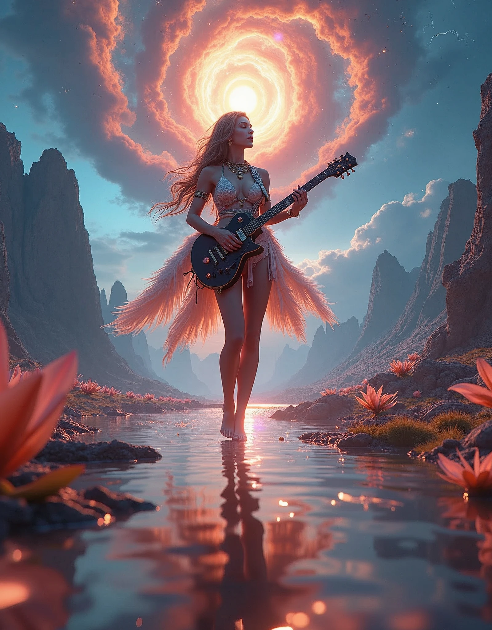 Galaxy nebulae stars nebula starry sky epic sunset spacious sunrise panoramic sunshine hyper Gorgeous Masterpiece ultra UnrealEngine5 deep path equirectangular_360 MusicHall Beholder🎈🍦🍹❤ Goddess play guitar (😘👩🎀👗⚜👒👡💅guitar)🎪🎢🎡🎠forest global luminescence saturate volumetric Cinematic Sunlight lightning contrast meticulously intricate ultrahigh-details ultrahigh-quality max ultrahigh-def ultra photo-realistic optimal ultrahigh-res CGI vfx sfx accurate reflex vivid color-coded improved Octane-rendered UHD XT3 DSLR HDR romm rgb pbr 3dcg fxaa Blu-ray enhanced fkaa txaa rtx ssao opengl-shader glsl-shader post-processing post-production cell-shading tone-mapping analogue ultra sharpness focus symmetrical angel surmounted wings surrounded intertwined feathers Dazzling Valkyrie-wings "Heavy Metal" Will-o'-the-wisp iota pixie sprite kindergarden glamour Chevaleresque queen Cosplay ((Diva aristocratic athletic tanmed skin perfect obvious agate divine cheekbones effects reddened embarrassed ultra beautiful (bright epic eyes, bright epic eyes) Black Turquoises Brown Sapphires Open Mouth smile Teeth ecstatic pilot Jacket Floating fringe lazuli pearl Cape Levitating Shoulders-Off blouse white dentelle clavicules papillotes satin orange reveal breasts felt corsait yellow saffran spinel thick leather skirt amplest nombril size revealing heart belt chastity catena pubic scarlet pubis-hairy obvious silk indigo silver adorned gold padlock thighs legs garters gothic inox boots)) onyx marble ruby background Sundrop opal chain chrome flat bands tin lys emerald plasma glyph Tourmaline lava magic fire summon milkweed incandescent crystalline chaos creature viceroy monarch conjuration flowering butterfly Hearth CGSCOSITY invocation strange monster floraison Earth reflection chef-d' tattoo sex naked nsfw varied multi etc. --s 1000 --c 20 --q 20 --chaos 100,