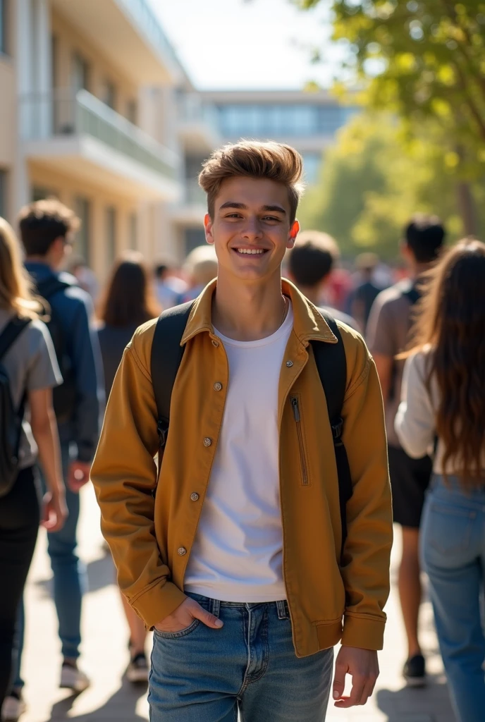 A cool kid with lots of friends at a school (he is super handsome)
8k hd
