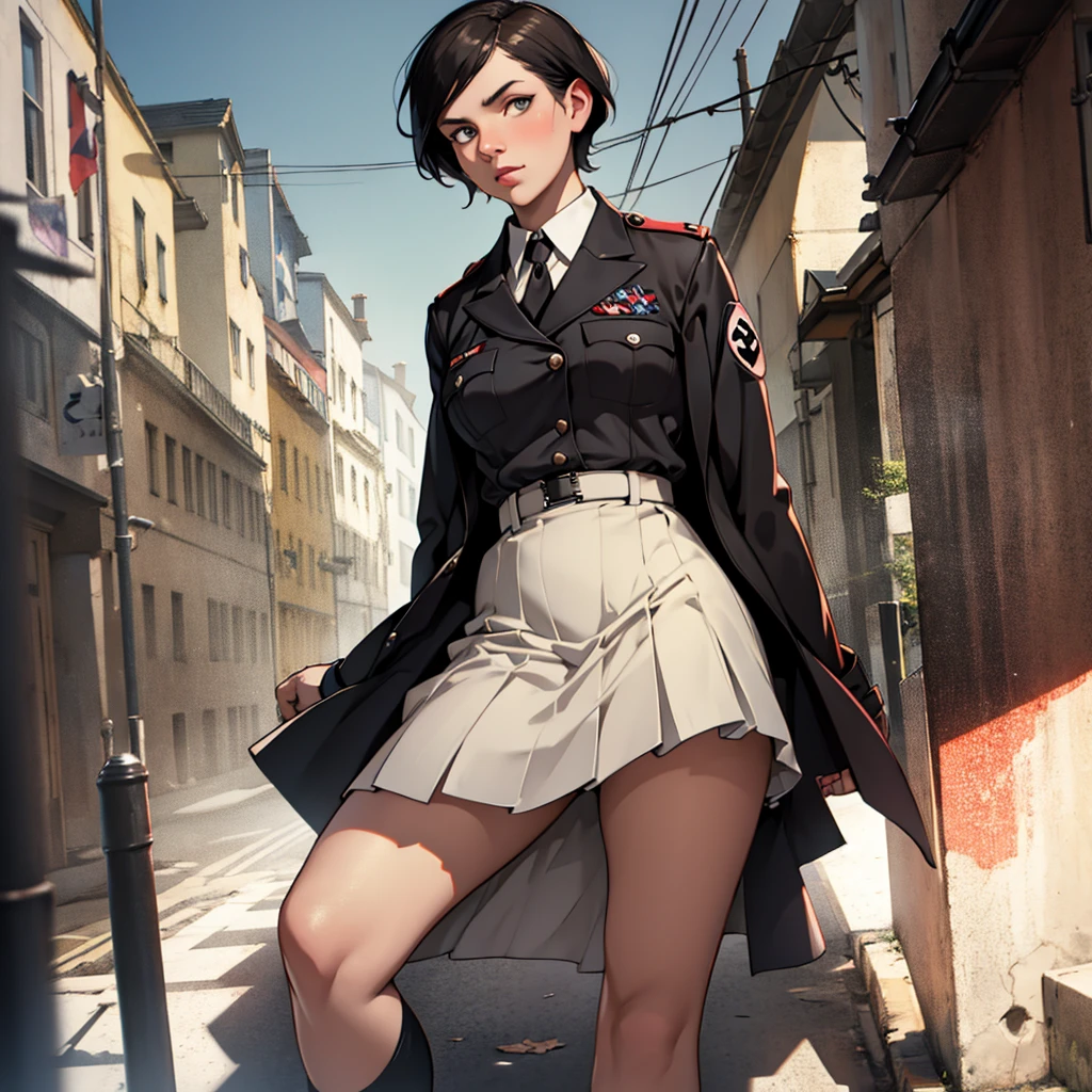 make female Adolf Hitler wearing a skirt