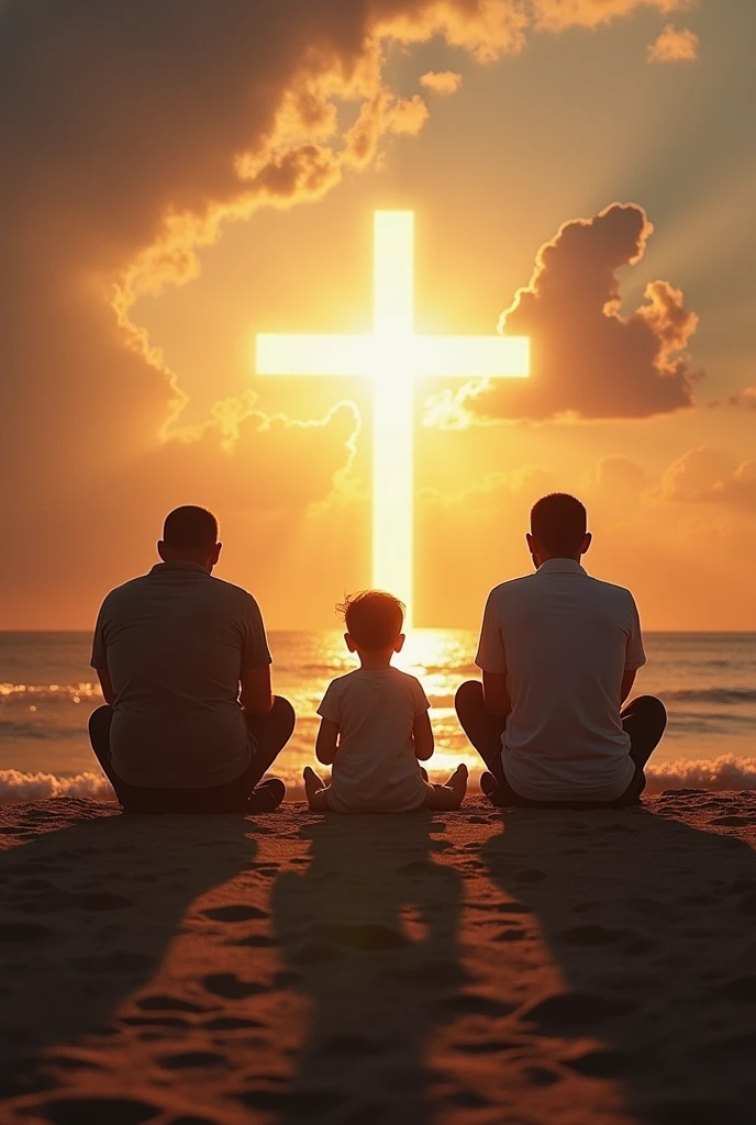 Family on their knees praying to God 