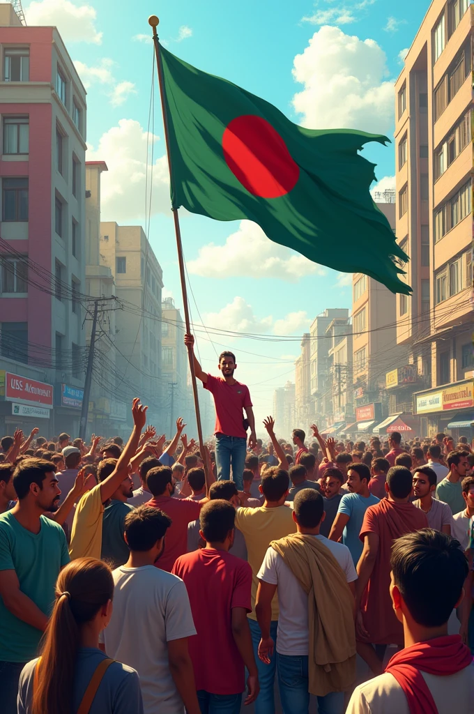 Bangladeshi Flag and many people in one frame