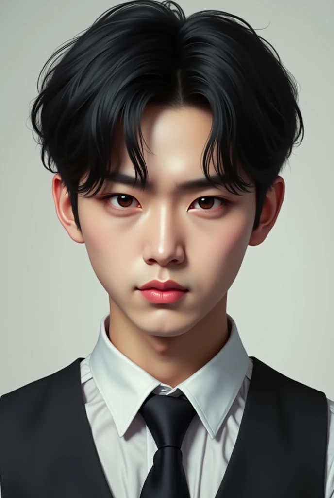 sarcastic image of a man with a tie and vest, Jimin, park jimin, Jimin\the full lips, Jungkook, cai xukun, Jimin\the Greek nose, hyung tae, Jimin\the right eyelid is swollen, Tae June Kim, Yoongi with black hair, yanjun chengt, kpop idol portrait, Jimin&#39;s precise face, bts