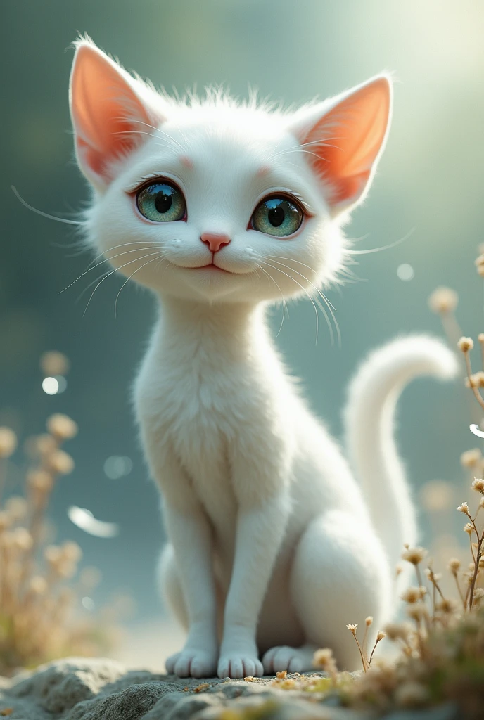 White cat fancy humanoid standing