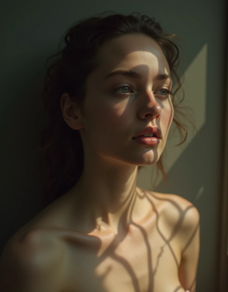 I am her lines and her body in blur but her beautiful and defined face and of her different faces that exist above her of her different lives only a figure of her naked body in blur is seen and the expression of her face that sees the pain with that light of nostalgia and shadows with volumes , It is hope come true, her entire body is seen in blur, the message I want to convey is that there is tranquility for her. , 24k artwork uses volume in shadows uses the rules of composition uses the rules of cinema uses its colors rule of thirds and all the rules of photography uses the compositions of cinema shadows with volume and uses the latest image creation techniques photoshop rendering