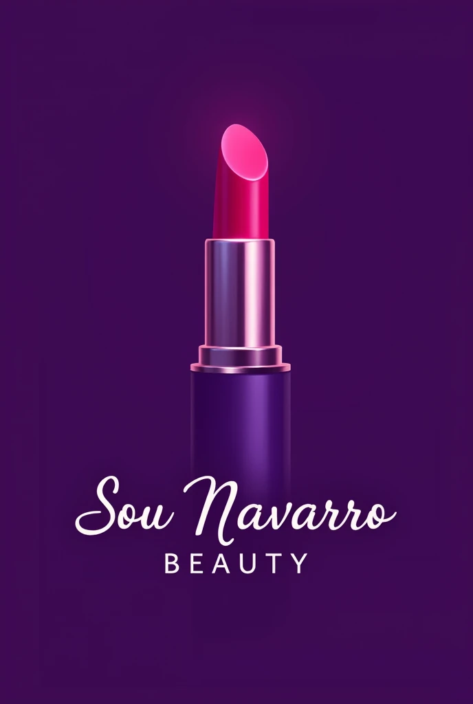 Purple makeup logo with lipstick written: Sou Navarro Beauty