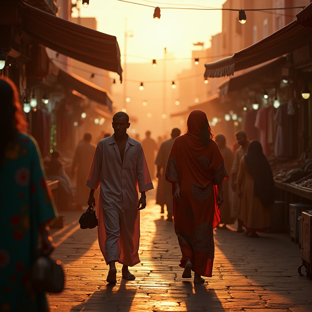 In Marrakech during magic hour, cinematic film shot in 70mm, depth of field, vivid colors, cinematic